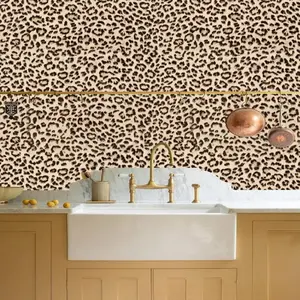One Roll 45cm Wide Leopard Print Self-Adhesive Decorative Wallpaper, Easy Peel & Stick Wall Covering, Durable Home Decor Solution