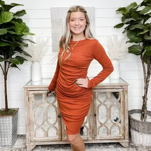 Repeat After Me Ampersand Avenue Long Sleeve Pumpkin Dress