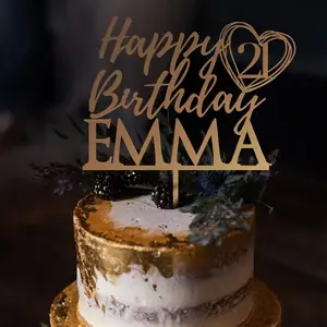 Personalized Birthday Cake Topper in Gold, Rose Gold, Silver for Happy Anniversary Cake Topper, and Oh Baby Cake Topper