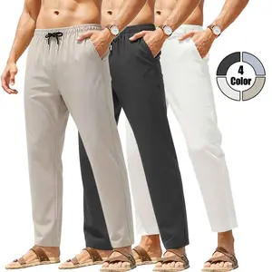 LIFE KEEPS MOVING Men’s Lightweight Casual Pants 3-Pack — High-waisted with a stretchy waistband that doesn’t feel tight; regular fit that looks slimming and versatile. Breathable, skin-friendly fabric—lightweight and comfortable, suitable for home, sport