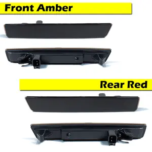 Lens Front Amber & Rear Red Side Marker Lights For Dodge Challenger 2015 2016 2017 2018 2019 2020 2021 2022 2023 Replace 68195797, 68195796