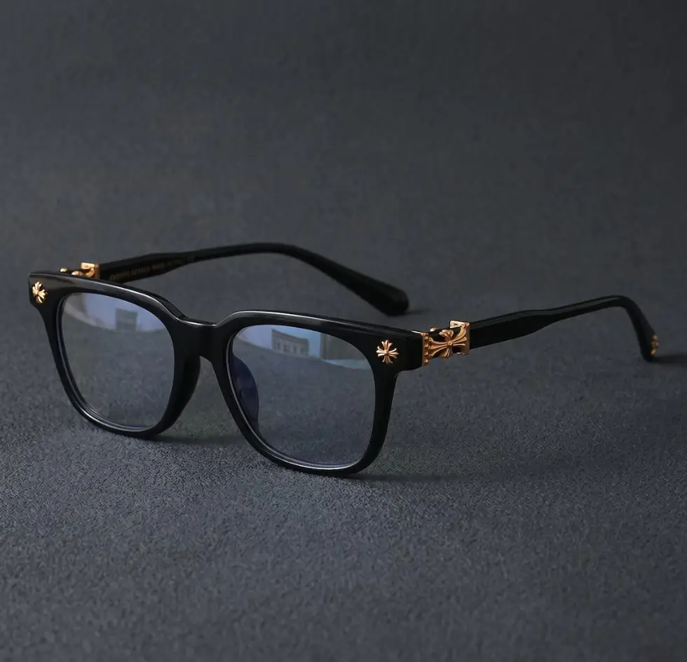 Chrome Hearts Eyeglass Frames | Clear or Black Optical Glasses | Gold or Silver Accent Frames | Unisex Fashion Eyewear | Statement Frames