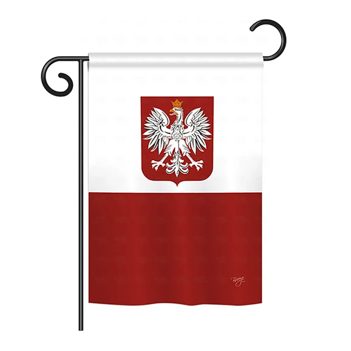 Breeze Decor Poland National Vertical Double-Sided Garden Flag Set (1 Piece, 13x18.5"), 16"x40" Vertical Pole, Fade-Resistant, Soft, Weatherproof Garden Accessories, Yard Decor (Flags of the World Collection)