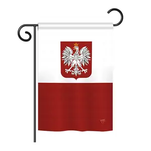 Breeze Decor BD-CY-GS-108078-IP-BO-D-US13-BD 13 x 18.5 in. Poland Flags of the World Nationality Impressions Decorative Vertical Double Sided Garden Flag Set with Banner Pole, Weather Resistant
