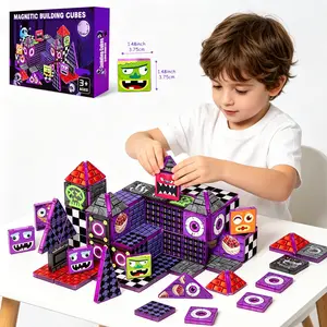 Magnetic Tiles Toy, Big Eye Cute Monster Building Set, Stem Educational Creative Blocks, Birthday & Christmas Gift for Kids