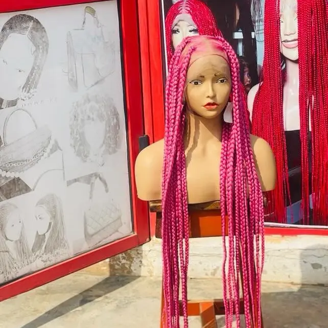 Beautiful Handmade 36-40” Jumbo Box Braids Wigs for Black Women - Durable, Comfortable, and Secure Fit with Knotless Braids