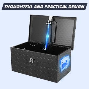 GARVEE 20 Inch Aluminum Diamond Plate Tool Box: Secure, Heavy Duty, Waterproof Storage for Truck Beds and RVs with Lock, Keys, and Side Handle