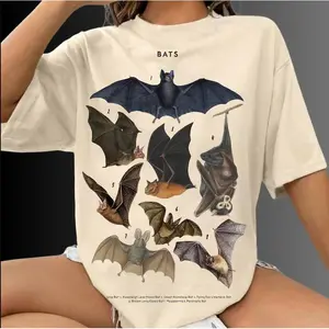 Bats T-Shirt, Vintage 90s Style Bat T-Shirt, Washed Vintage Gothic Shirt, Unisex Adult Halloween Sweatshirt, Dark Art Shirt, Halloween Gift N783