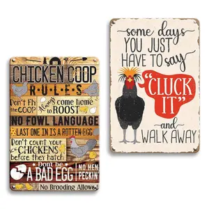 Chicken Coop Quotes Metal Tin Sign, Rustic Wall Art for Farm Rural Chicken Feeding Area Countryside Decor, Decorative Plaques, Vintage Metal Sign