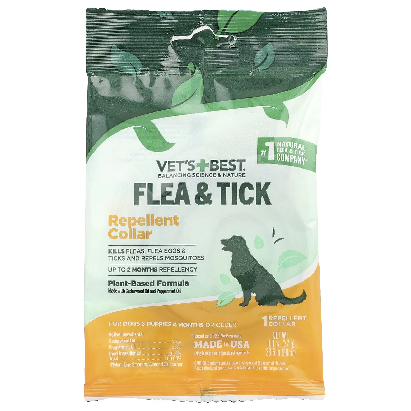 Vet's Best Flea & Tick Repellent Collar, For Dogs & Puppies, 4 Months or Older, 1 Count