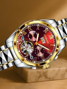 A Men's 2025 New Waterproof Luminous Hollow Advanced Multi functional Fully Automatic Mechanical Watch