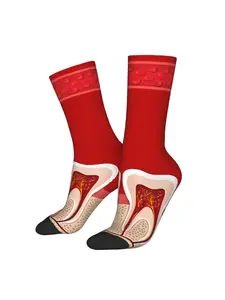 BIIHUDU Funny Dental Braces Themed Sock for Men with Braces Print - Novelty Orthodontic, Comfortable Wearable Socks Suitable