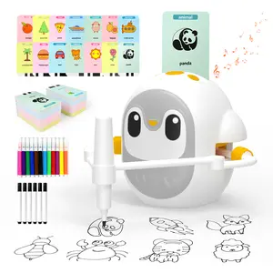 Drawing Robot for Kids, Voice Interactive Educational Drawing Machine, with 150 Cards 12 markers 5 pens. Montessori Painting Learning Toys for 3+ Boys Girls