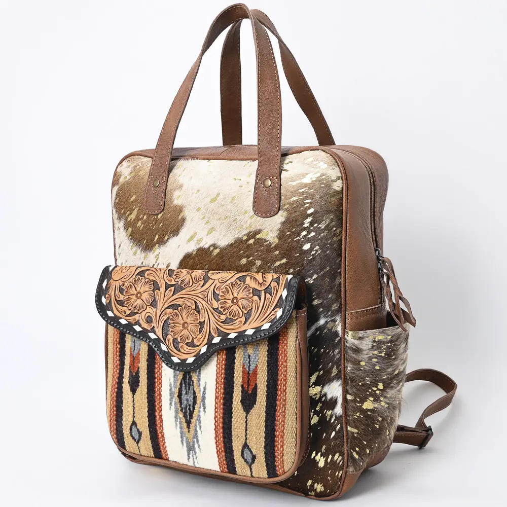 American Darling Backpack Saddle Blanket Hair On Genuine Leather Western Women Bag Handbag Purse | for Laptop School