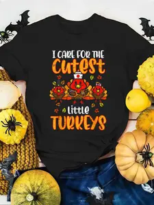 Care For Little Turkeys Nurse Fall Thanksgiving Scrub Top T-Shirt