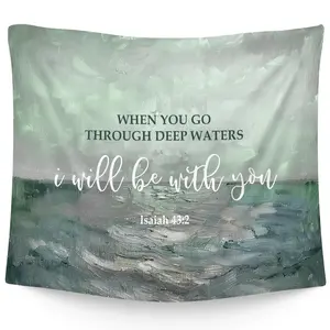 Vintage Christian Bible Verse Quotes Hanging Wall Tapestry for Bedroom, Relig...