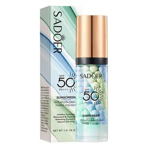 3-in-1 Color Correcting Facial Serum & Primer, Color Corrector Isolation Cream | Tone-Up Concealer | Moisturizing, Oil Control Invisible Pore Face Concealer Foundation Makeup Primer Base for Face- green