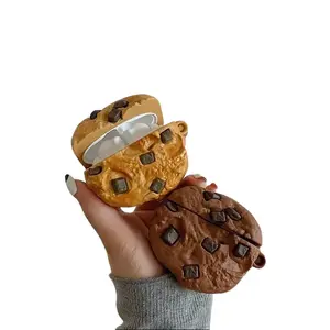 3D Chocolate Cookie Earbud Case Set - Silicone Protector with Carabiner & Tool Kit, Fits Multiple Wireless Earbud Models