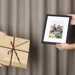 8x10 Picture Frame Set of 5, Display Pictures 5x7 with Mat or 8 x 10 Without, Wall Gallery Photo Frames, Black Decor Gift