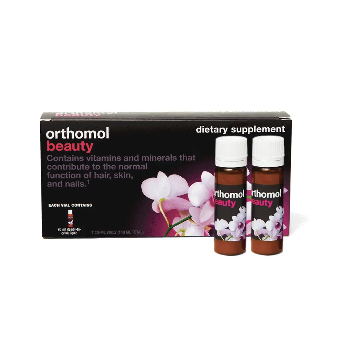 Orthomol Beauty — Women’s Beauty Supplement for Hair, Skin & Nail Health with Collagen & CoQ10 | Liquid Vials | 7-Day Supply
