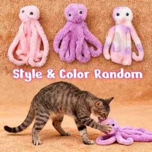 3pcs Cartoon Octopus Shape Cat Toy, Cute Plush Cat Teaser Toy, Durable Fun Chew Toy for Cats and Dogs, Pet Interactive Toy