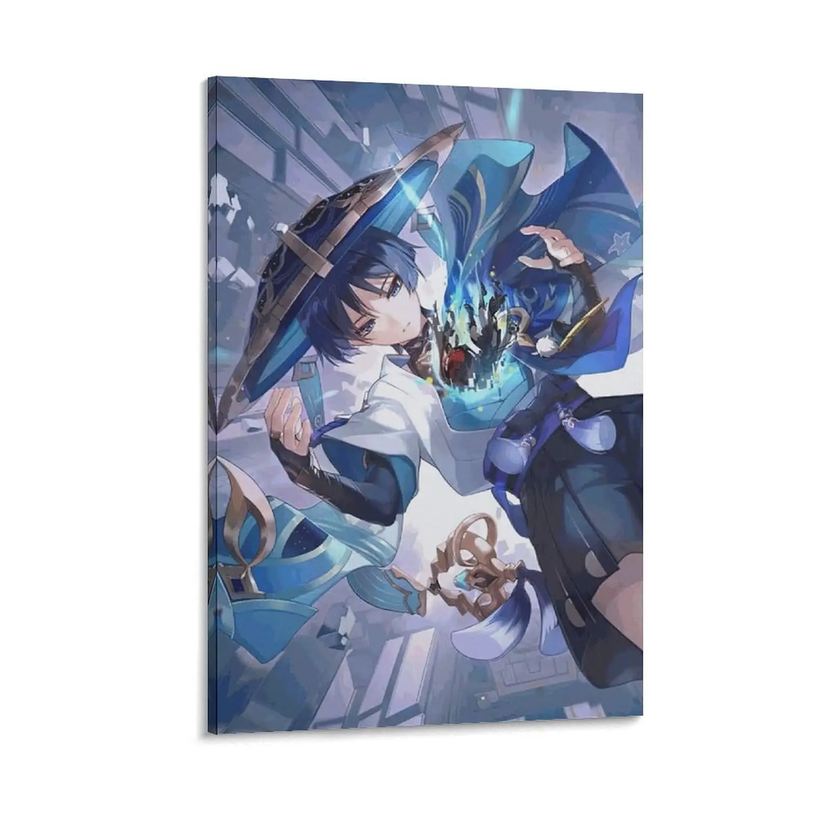 Genshin Impact Wanderer Image Cartoon Canvas Print Poster, Multi-Size Customizable Otaku Style Anime Room Home Decor, Ideal Gift for Genshin Impact Fans, Living Room-Bedroom Wall Art