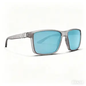 Unisex Mesa Crossing Alaska Sunglasses - Polarized Blue Mirrored Lenses, Matte Crystal Grey-to-Clear Fade Frame, 100% UV Protection, Medium-Large Fit