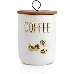 Ceramic Canister Set with Airtight Seal  Lid , 27oz  Storage Jars for Coffee Sugar , Container Set for Kitchen Pantry Counter Decor (Coffee)