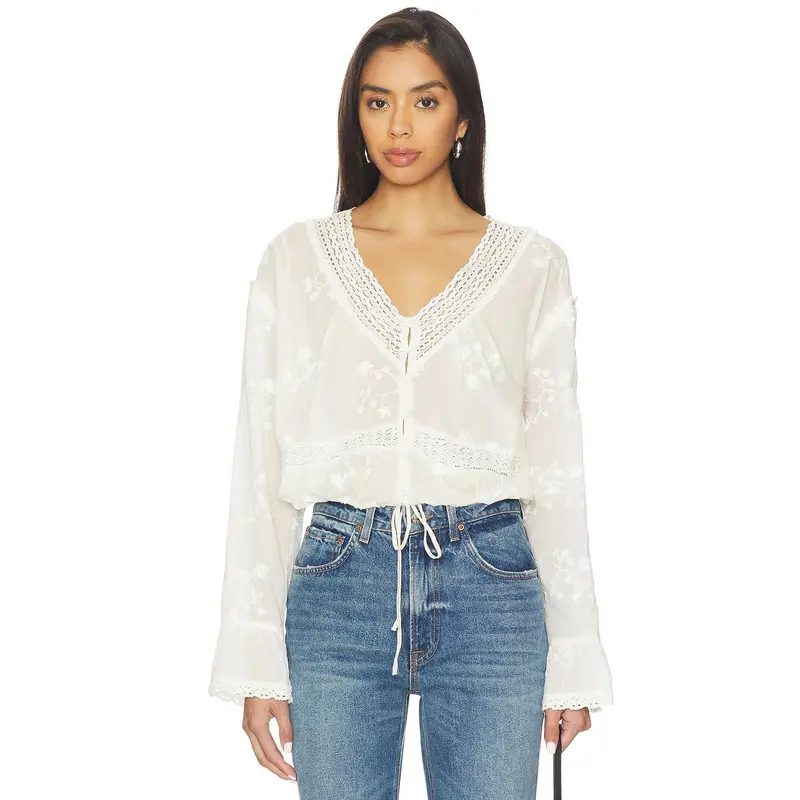 Free People Sweet Love Blouse in Egret