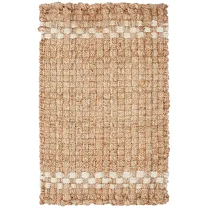 Beautiful Outdoor Handwoven Jute Doormat by Drew Barrymore, 18" x 30", White/Natural