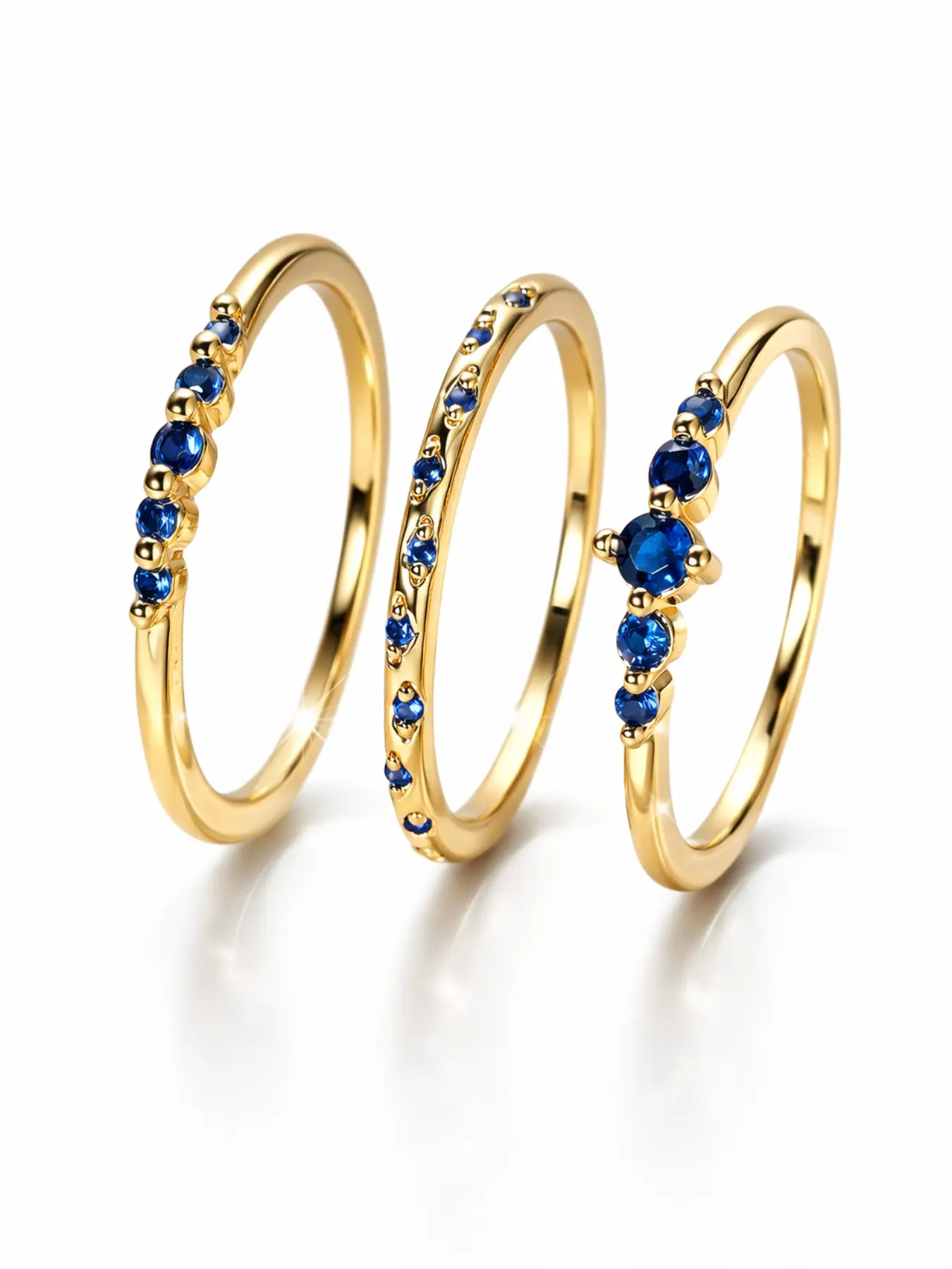 Minimalist Sapphire Blue Zircon Women's Ring Set, Stackable Ring, Beautiful Rings, Perfect Jewelry for Any Occasion, Luxurious Gift for Women and Girls