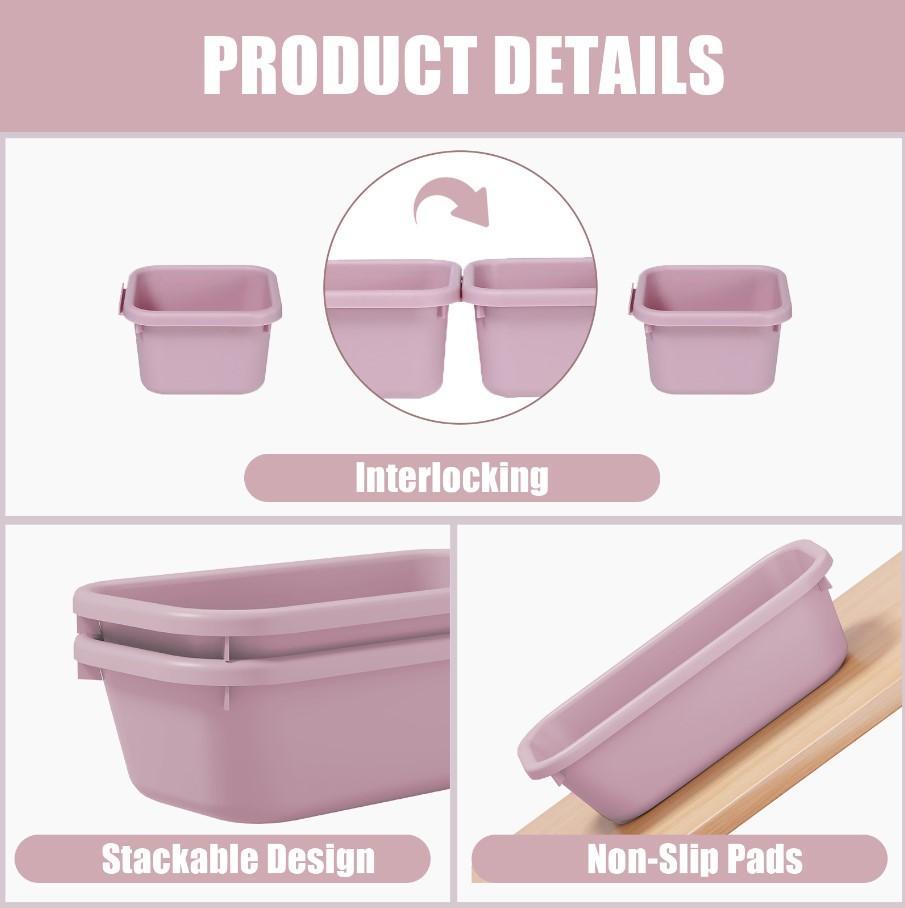 16 Pcs Green & Purple Drawer Organizer Set 3-Size Plastic Storage Trays Versatile Drawer Dividers for Makeup Jewelry Utensils Kitchen Bathroom Office Desk