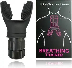 Portable Breathing Trainer with Adjustable Resistance, Compact Lung Exercise Device, Detachable for Easy Cleaning - Black