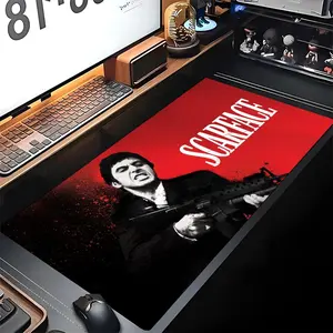 S-Scarface Tony Montana Mouse Pad Gaming Locking Edge Big Computer Gamer Large Rubber Art Mousepad Laptop Desk Mat Desk Accessories