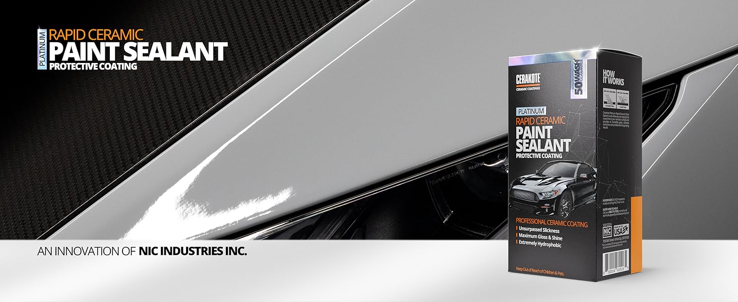 CERAKOTE® Platinum Rapid Ceramic Paint Sealant Spray - 14 oz. - 50 Wash Rating - Maximum Gloss & Shine – Extremely Hydrophobic – Unmatched Slickness - Ceramic Spray Coating