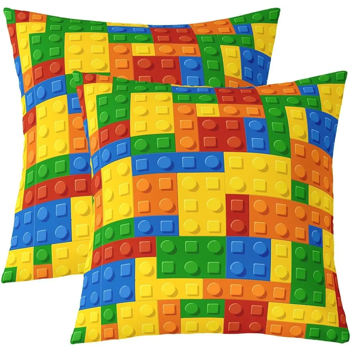 Games Throw Pillow Covers,Color Building Blocks Cushion Case Home Living Room Decor,Reversible Toy Brick Decorative Throw Cushion Case