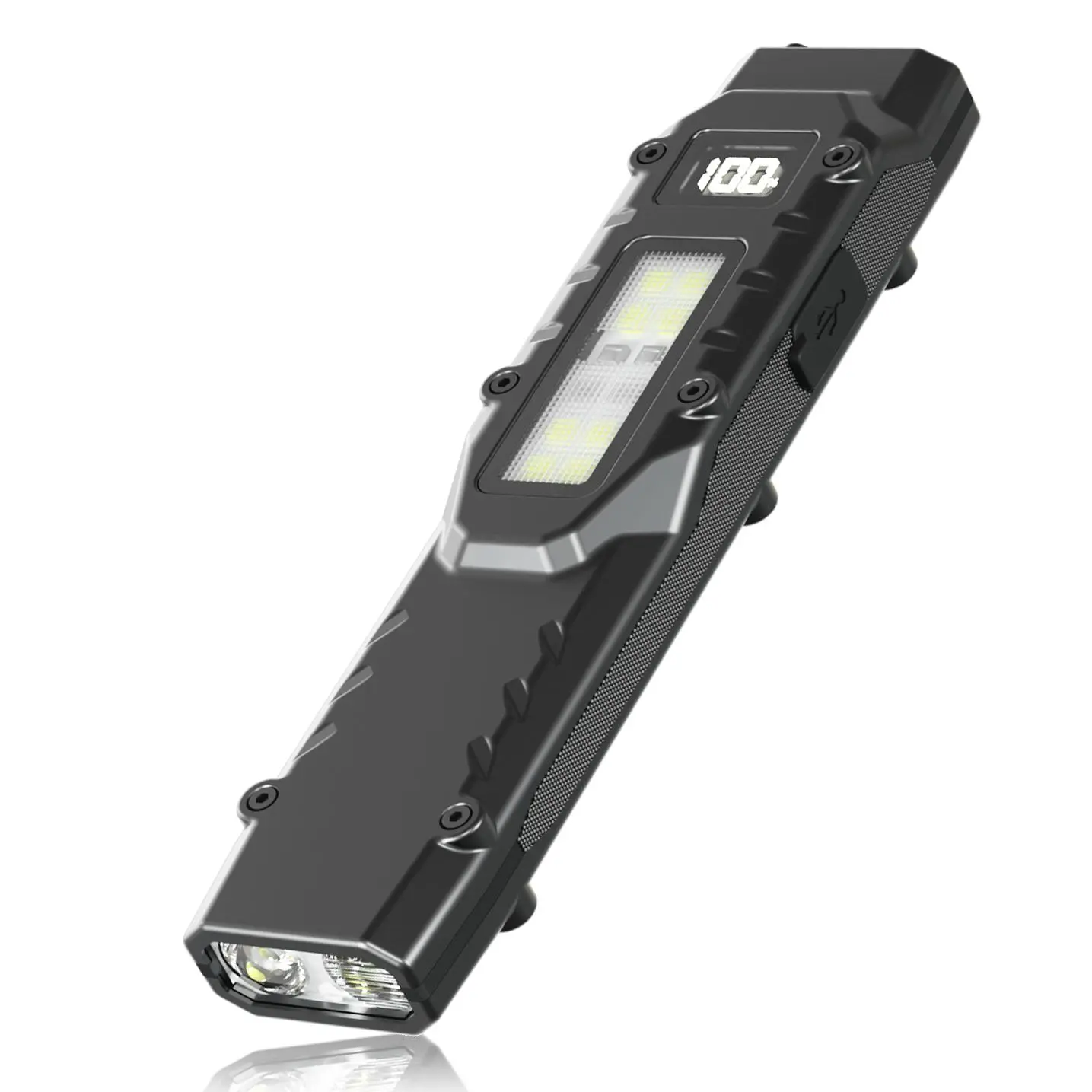 Skywolfeye EDC Tactical Flashlight - 1500Lumen USB-C Rechargeable Fast Charging Slim Flat LED Portable Torch with Spotlight, Floodlight, Strobe Modes, Digital Display, Lightweight for Everyday Carry, Camping Adventure Torches, Led Portable Torches