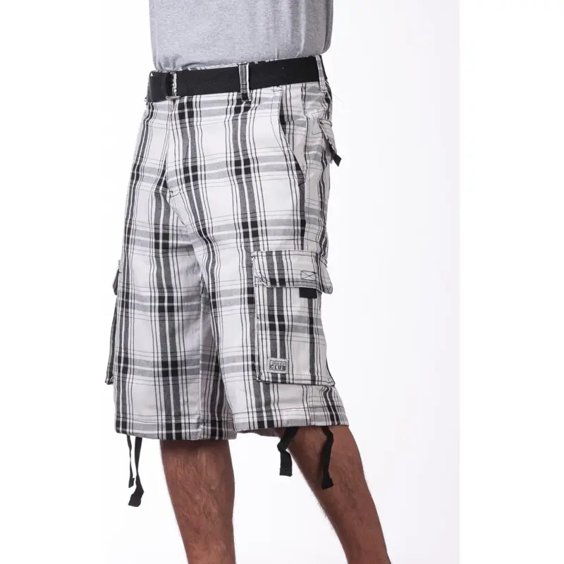 PROCLUB Men's Heavyweight Twill Cargo Shorts with Belts PRO CLUB 6 Pockets Shorts Casual Relaxed Fit Multi Colors Hip Hop Harem