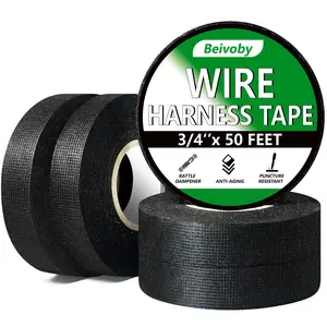 5 Rolls High Temp Wire Harness Tape (250FT Total) – OEM-Grade Automotive Cloth Fabric Tape for Engine Wiring Loom, Electrical Cable Protection & Noise Damping - 3/4 in x 50 ft
