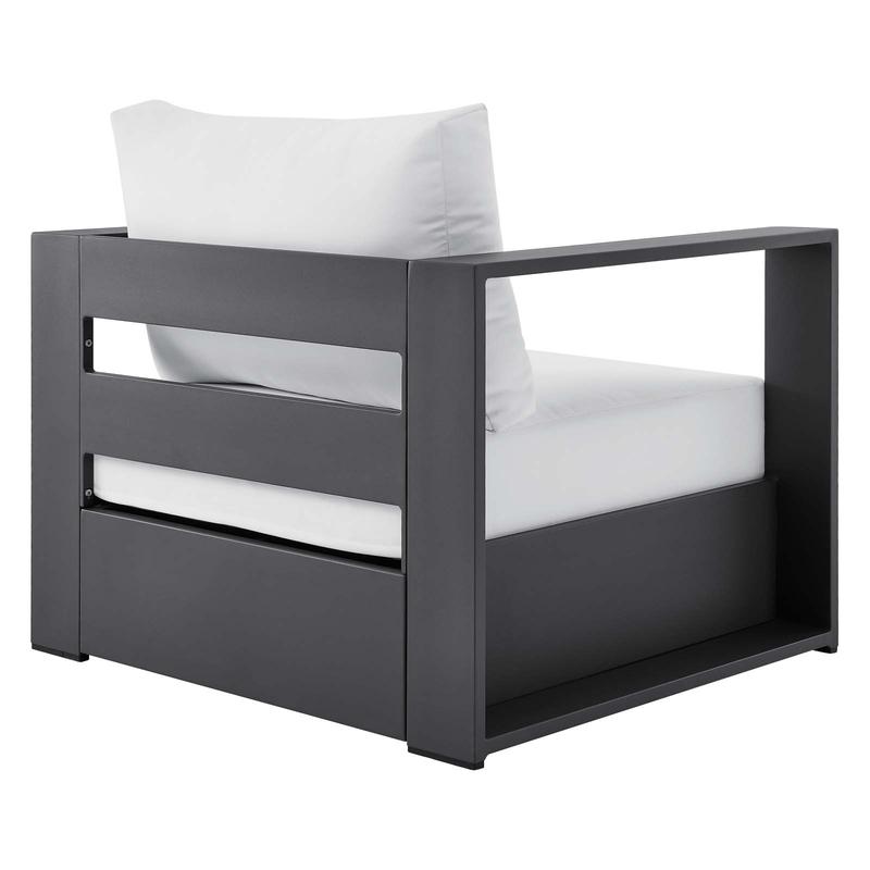 Modway Tahoe Outdoor Patio Powder-Coated Aluminum 2-Piece Armchair Set in Gray White