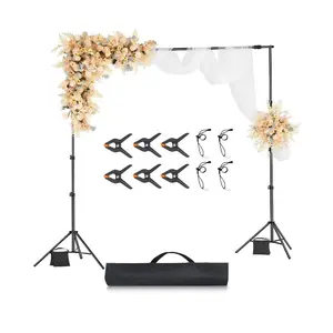 fathersdaygift VEVOR Backdrop Stand, 8.5x 10 ft Adjustable Photo Backdrop Stand Kit, Portable Background Backdrop Stand with 2 Tripods, Heavy Duty Projector Screen Stand, for Wedding, Photo Video Studio Party