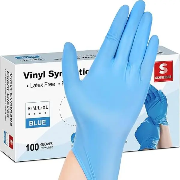 Vinyl Synthetic Exam Gloves, 4 Mil, Latex Free Disposable Gloves for Medical, Cooking, Cleaning, and Food Prep