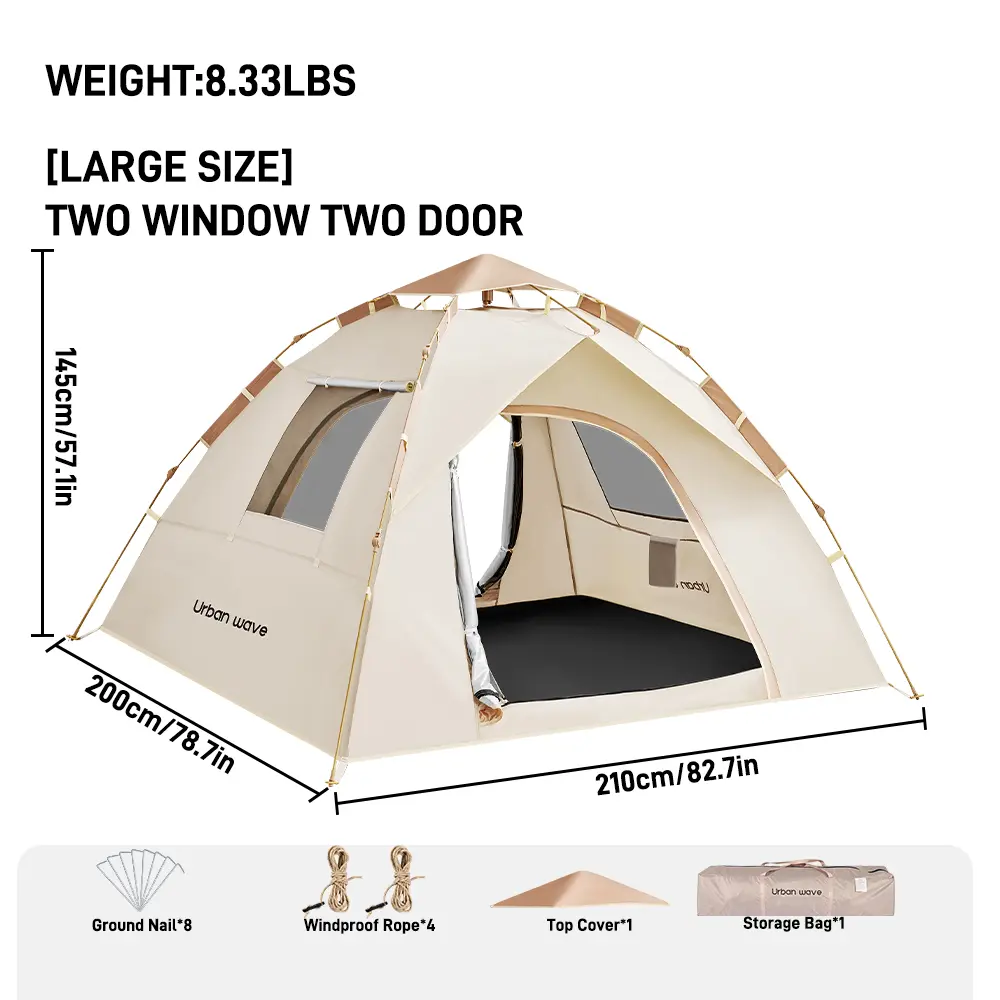 Automatic Pop-Up Camping Tent for Family Trips, Waterproof and Windproof Fold Out Beach Shelter with UV Protection, Fold Out Tent, Beach Tent
