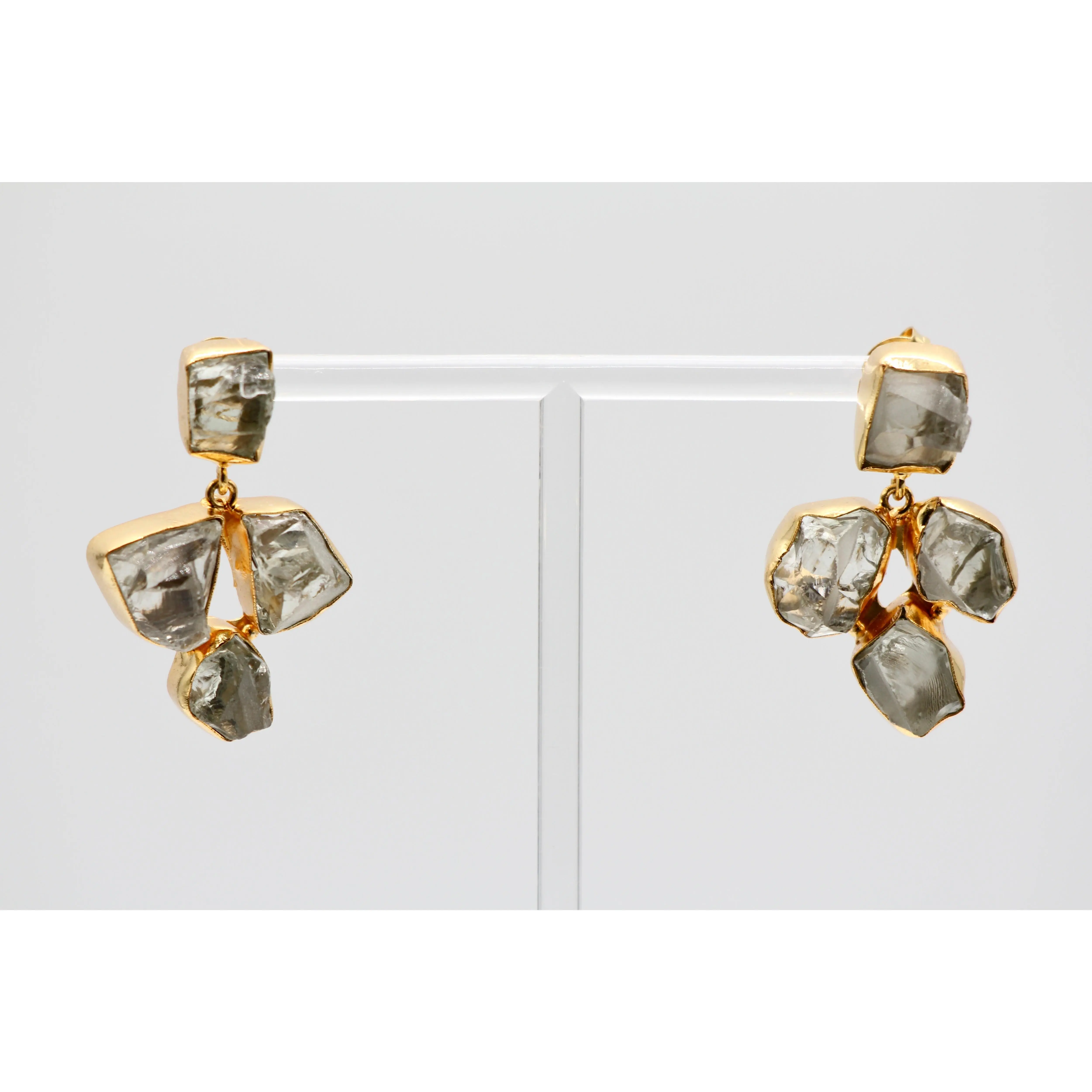 Rough Cut Green Amethyst Earrings