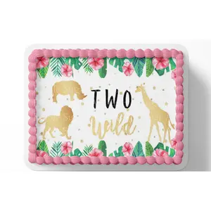 Two Wild Safari Birthday Cake Topper, Safari birthday, Two Wild Cake Topper, Edible Image