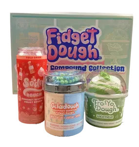Fidget Dough Flight Mystery Box – 3 Pack Scented Sensory Dough Sampler with Geladough, Soda Dough & Fro-Yo Dough