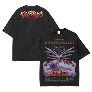 Evangelion Washed T-Shirt, Game Shirt,  Crewneck, Casual Graphic Tee, Available in Sizes S-3XL, Heavyweight Cotton T-shirt, Anime Merch, Top Tshirt Streetwear Fabric Menswear