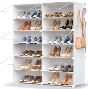Shoe Storage,24 Pairs Rack Organizer for Closet Cabinet with Door Shelves Closet,Entryway,Hallway,Bedroom
