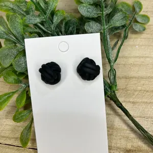 Polymer clay black infinity knotted studs