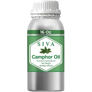 Siva Camphor Essential Oil - 16 Fl Oz – Natural Camphor Oil - for Diffuser, Face, Skin Care, Aromatherapy, Hair Care, Scalp and Body Massage